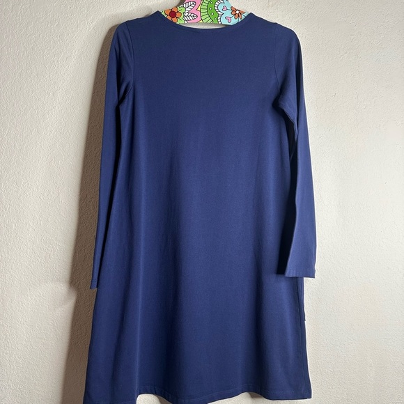 Hanna Andersson 140 pocket dress cat peeking navy size 12 - Picture 2 of 4